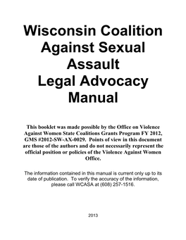 Wisconsin Coalition Against Sexual Assault Legal Advocacy Manual