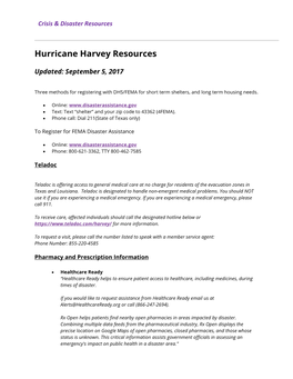 Hurricane Harvey Resources