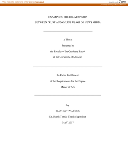 Examining the Relationship Between Trust and Online Usage of News Media