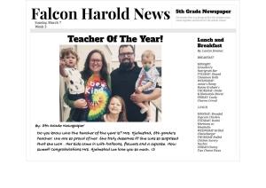 5Th Grade Newspaper 5Th Grade New Is a Group of Five 5Th Graders That Falcon Harold News Come Together and Write for the Whole School Sunday, March 7 Week 3