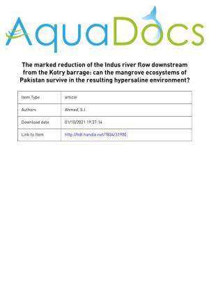 The Marked Reduction of the Indus River Flow