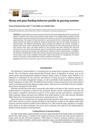 Sheep and Goat Feeding Behavior Profile in Grazing Systems