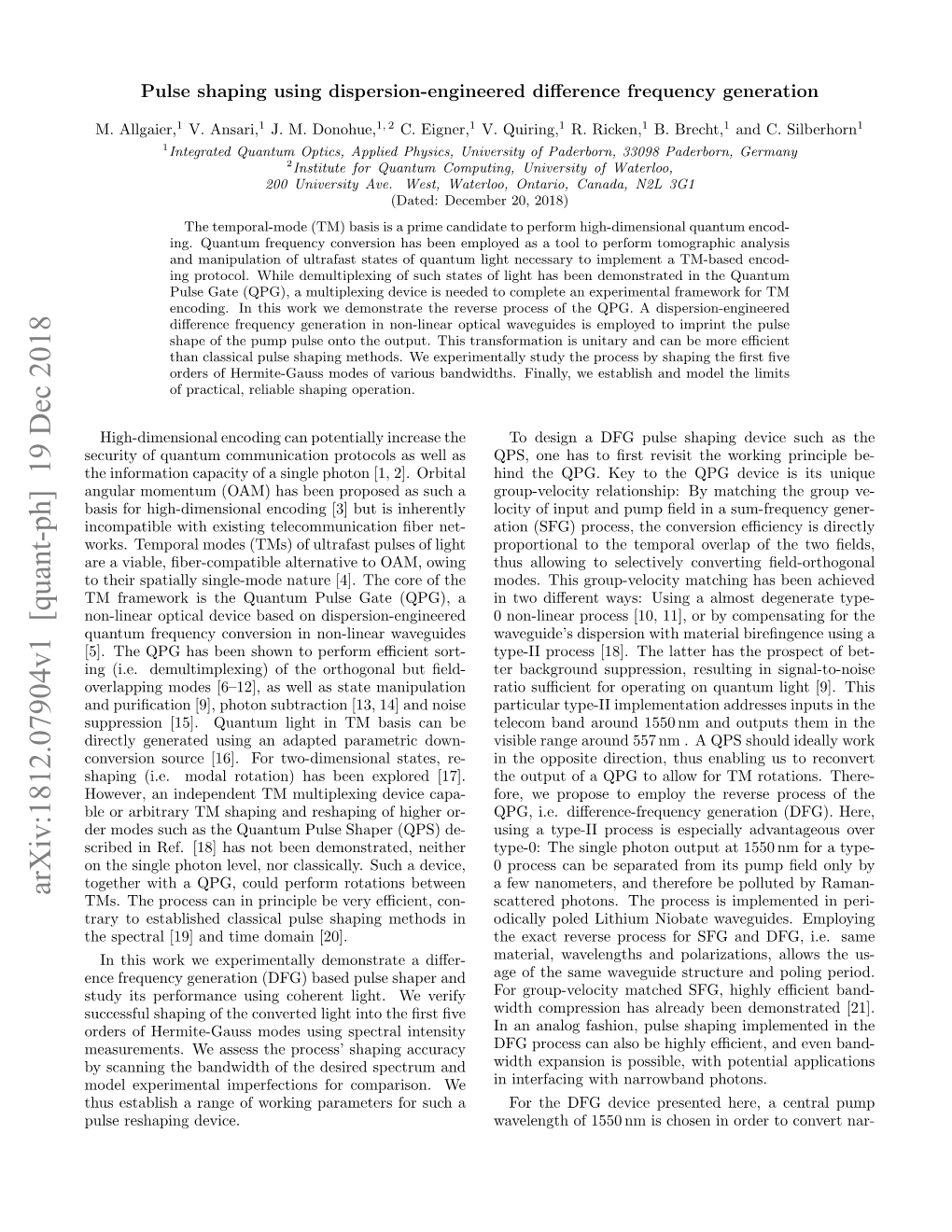 Arxiv:1812.07904V1 [Quant-Ph] 19 Dec 2018 Tms