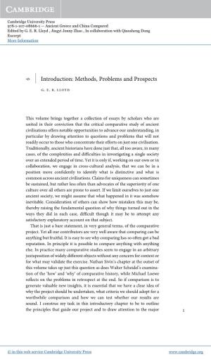 Introduction: Methods, Problems and Prospects G