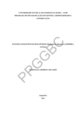 Universidade Estadual Do Sudoeste Da Bahia – Uesb Programa De Pós-Graduação Em Genética, Biodiversidade E Conservação