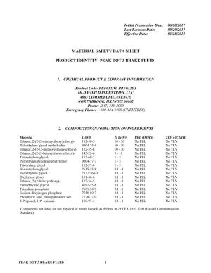 Material Safety Data Sheet Product