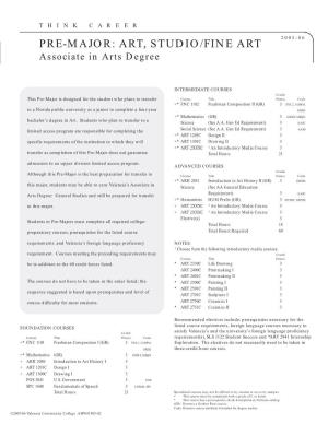 PRE-MAJOR: ART, STUDIO/FINE ART 2005-06 Associate in Arts Degree