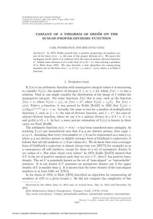 Variant of a Theorem of Erdős on The