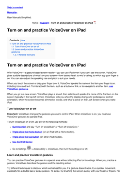 Turn on and Practice Voiceover on Ipad