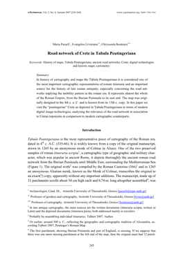 Road Network of Crete in Tabula Peutingeriana