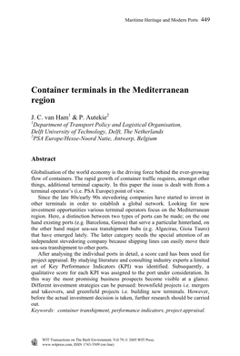 Container Terminals in the Mediterranean Region