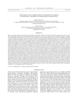 Phylogeny and Classification of Hypherpes Auctorum (Coleoptera: Carabidae: Pterostichini: Pterostichus)