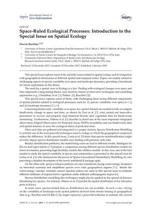 Introduction to the Special Issue on Spatial Ecology
