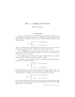 THE 3X + 1 PROBLEM: an OVERVIEW5 3
