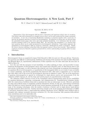 Quantum Electromagnetics: a New Look, Part I∗