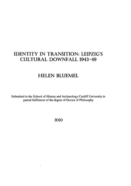 Leipzig's Cultural Downfall 1943-49 Helen Bluemel