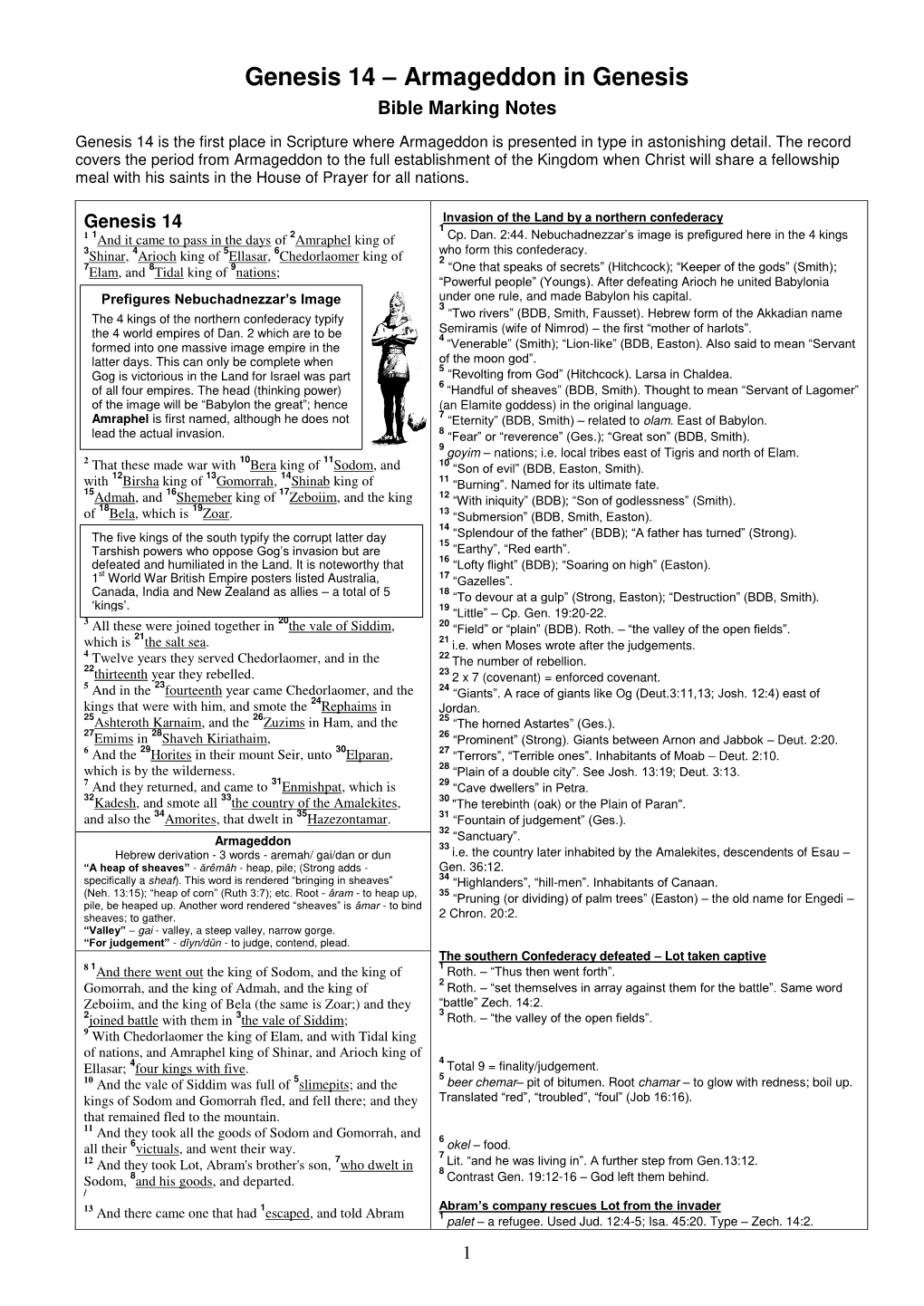 Genesis 14 – Armageddon in Genesis Bible Marking Notes