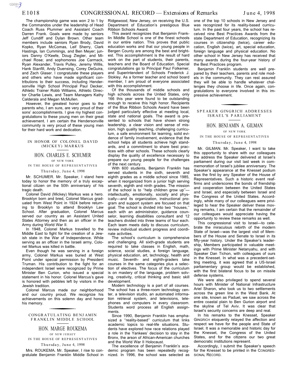 CONGRESSIONAL RECORD— Extensions of Remarks E1018 HON