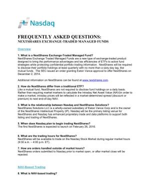 Frequently Asked Questions: Nextshares Exchange-Traded Managed Funds