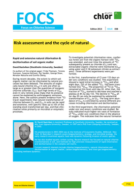 03B Risk Assessment and Cycling of Natural Organochlorines
