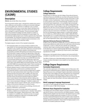Environmental Studies (CASNR) 1