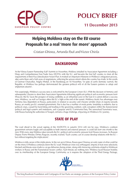 Helping Moldova Stay on the EU Course Proposals for a Real 'More for More' Approach