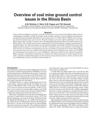 Overview of Coal Mine Ground Control Issues in the Illinois Basin