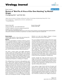 View of "Bird Flu: a Virus of Our Own Hatching" by Michael Greger Chengfeng Qin* and Ede Qin