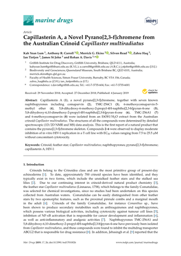 Capillasterin A, a Novel Pyrano[2,3-F]Chromene from the Australian Crinoid Capillaster Multiradiatus