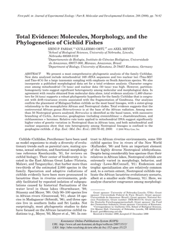 Total Evidence : Molecules, Morphology, and the Phylogenetics
