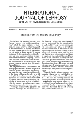 INTERNATIONAL JOURNAL of LEPROSY Volume 72, Number 2 Printed in the U.S.A