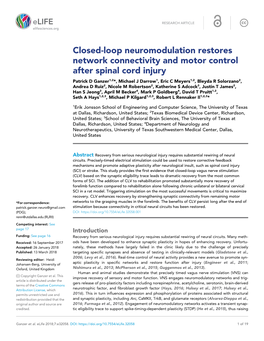 Closed-Loop Neuromodulation Restores Network Connectivity And