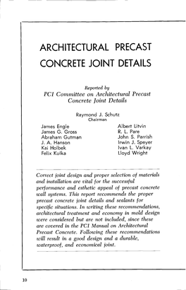 Architectural Precast Concrete Joint Details