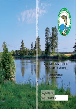 Gewässerverzeichnis Gewässerordnung Des Landesanglerverbandes Sachsen-Anhalt E.V