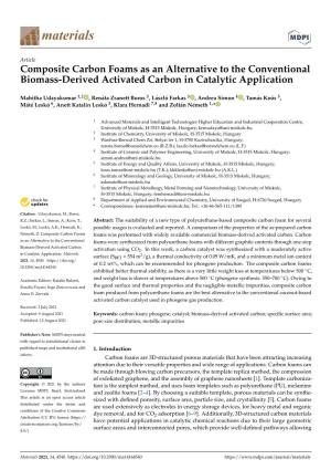Composite Carbon Foams As an Alternative to the Conventional Biomass-Derived Activated Carbon in Catalytic Application