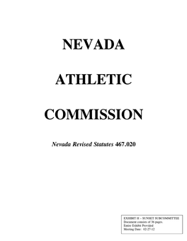 Nevada Athletic Commission 555 East Washington Avenue, Suite 3200 Las Vegas, NV 89101-1098