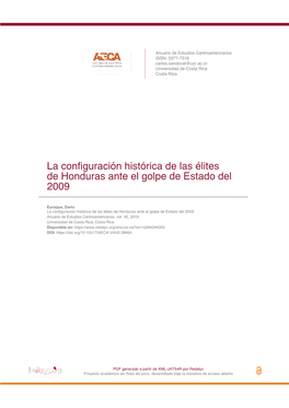 La Configuración Histórica De Las Élites De Honduras Ante El Golpe De Estado Del 2009