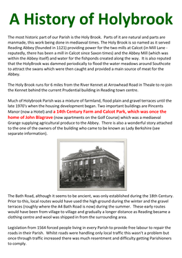 History of Holybrook Parish