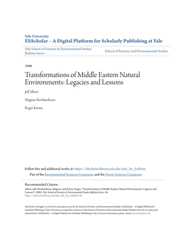 Transformations of Middle Eastern Natural Environments: Legacies and Lessons Jeff Albert