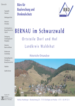 BERNAU Im Schwarzwald Überlagerung Gemarkungsatlas Mit Werteplänen Ortsteile Dorf Und Hof