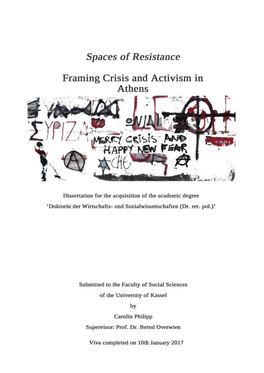 Spaces of Resistance – Framing Crisis and Activism in Athens