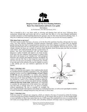 Basic Tree Information and Early Care Guide 4Th Edition by Kim Burnham, 2012 (Revised January 2015)