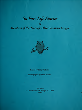 Life Stories by Members of the Triangle Older Women's