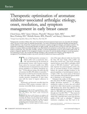 Therapeutic Optimization of Aromatase Inhibitor–Associated Arthralgia