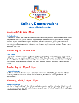 Culinary Demonstrations (Oceanside Ballroom B)