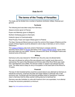 The Terms of the Treaty of Versailles