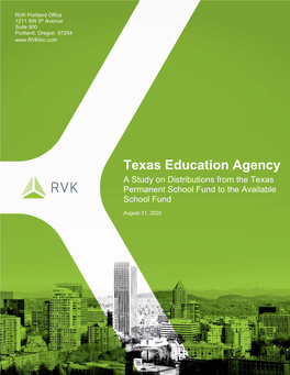 A Study on Distributions from the Texas Permanent School Fund to the Available School Fund