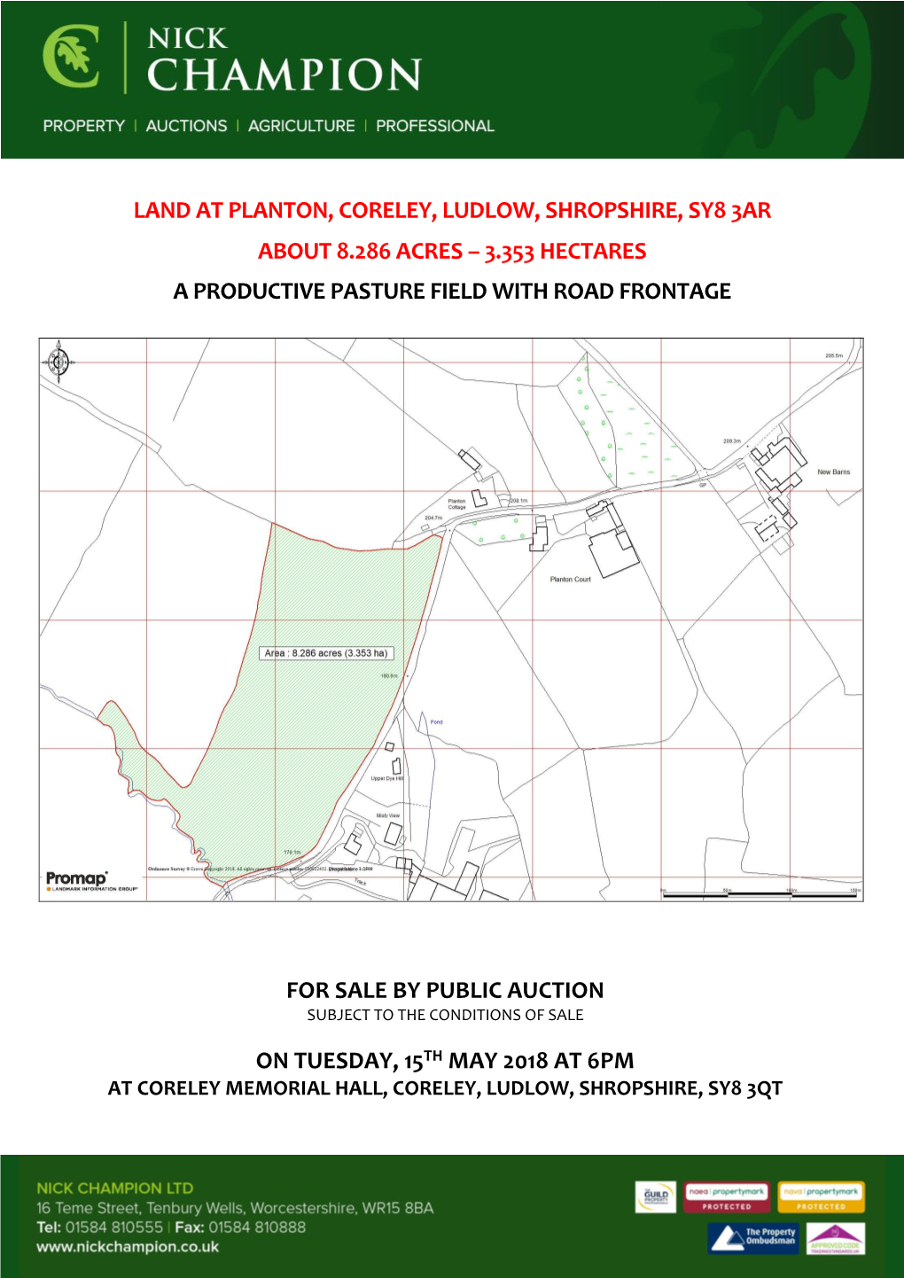 Land at Planton, Coreley, Ludlow, Shropshire, Sy8 3Ar About 8.286 Acres