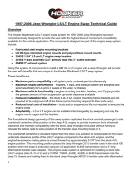 1997-2006 Jeep Wrangler LS/LT Engine Swap Technical Guide