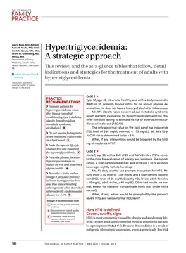Hypertriglyceridemia: a Strategic Approach
